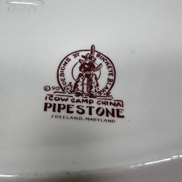 Pipestone Cow Camp Oval Serving Platter 15.5" Buckeye Blake China Western Rare - Picture 5 of 6